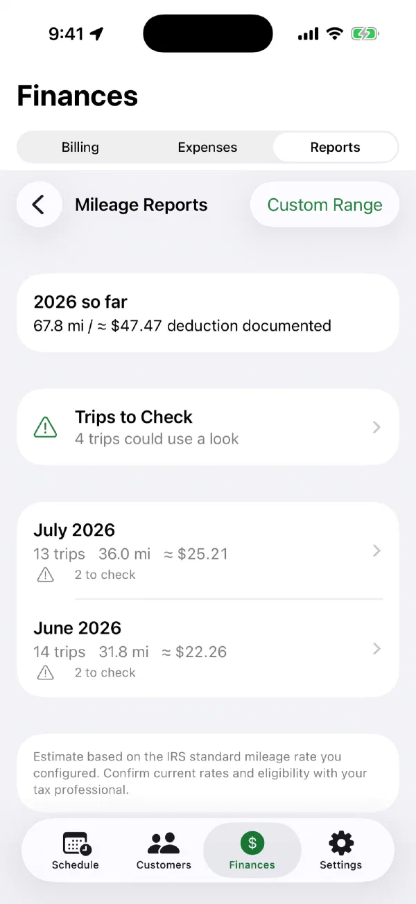 Mileage Tracking in YardPath